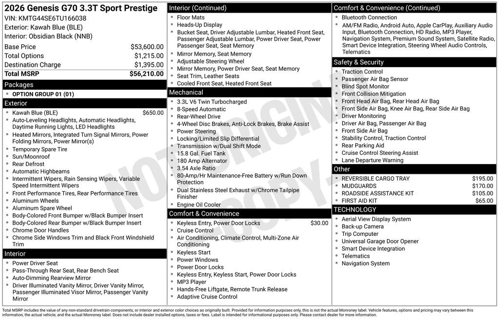 New 2026 Genesis G70 3.3T Sport Prestige image 4