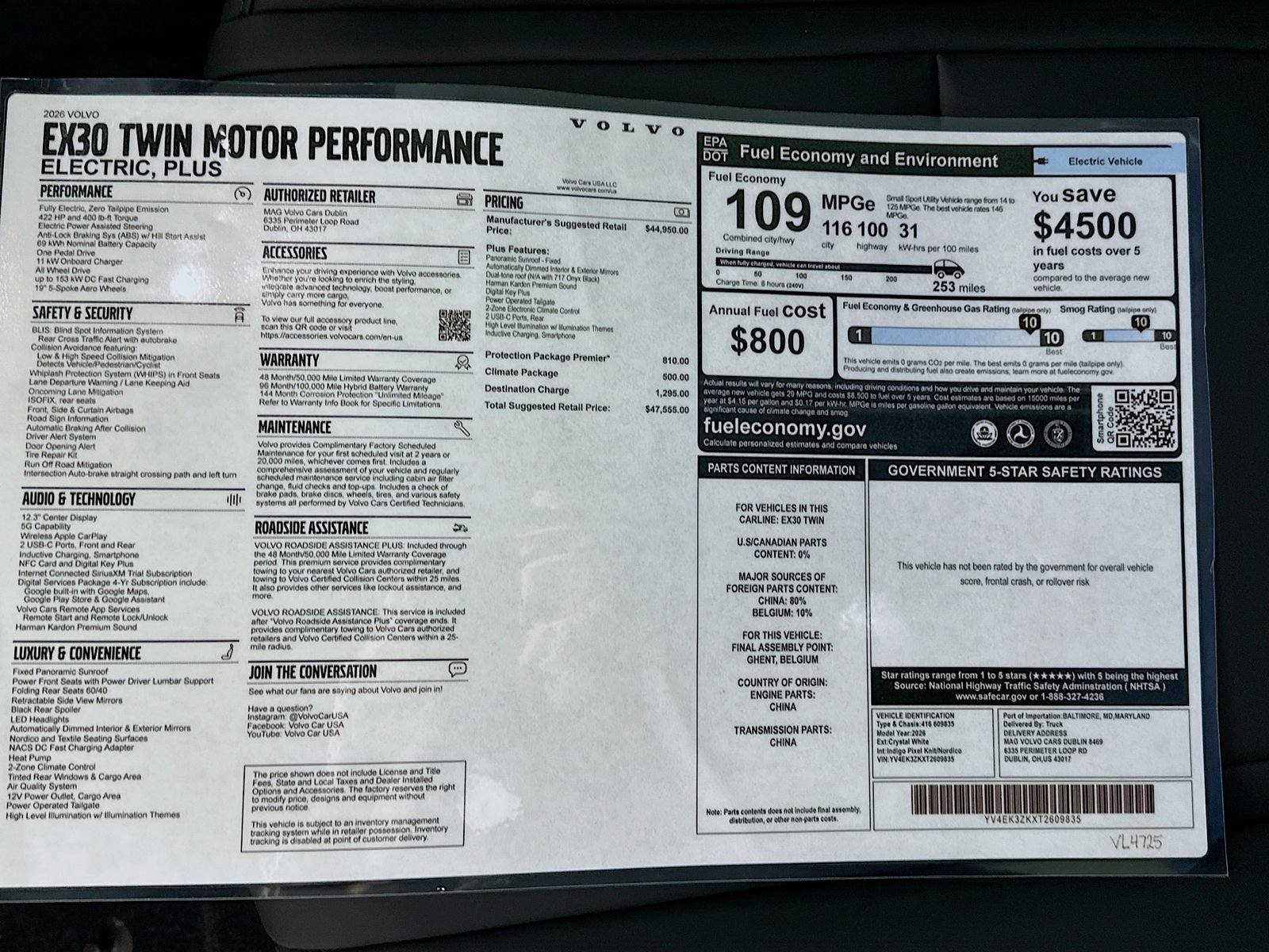 New 2026 Volvo EX30 Plus w/ Protection Package Premier AWD/4WD image 47