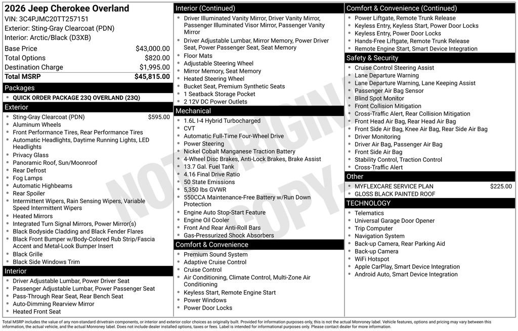 New 2026 Jeep Cherokee Overland AWD/4WD image 7