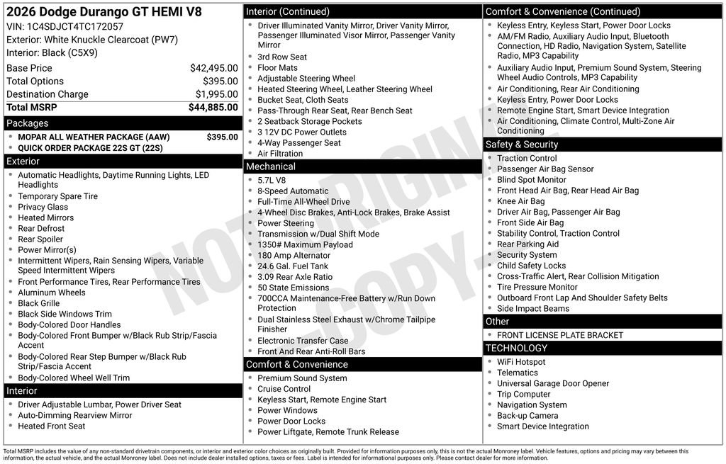 New 2026 Dodge Durango GT w/ Mopar All Weather Package image 40