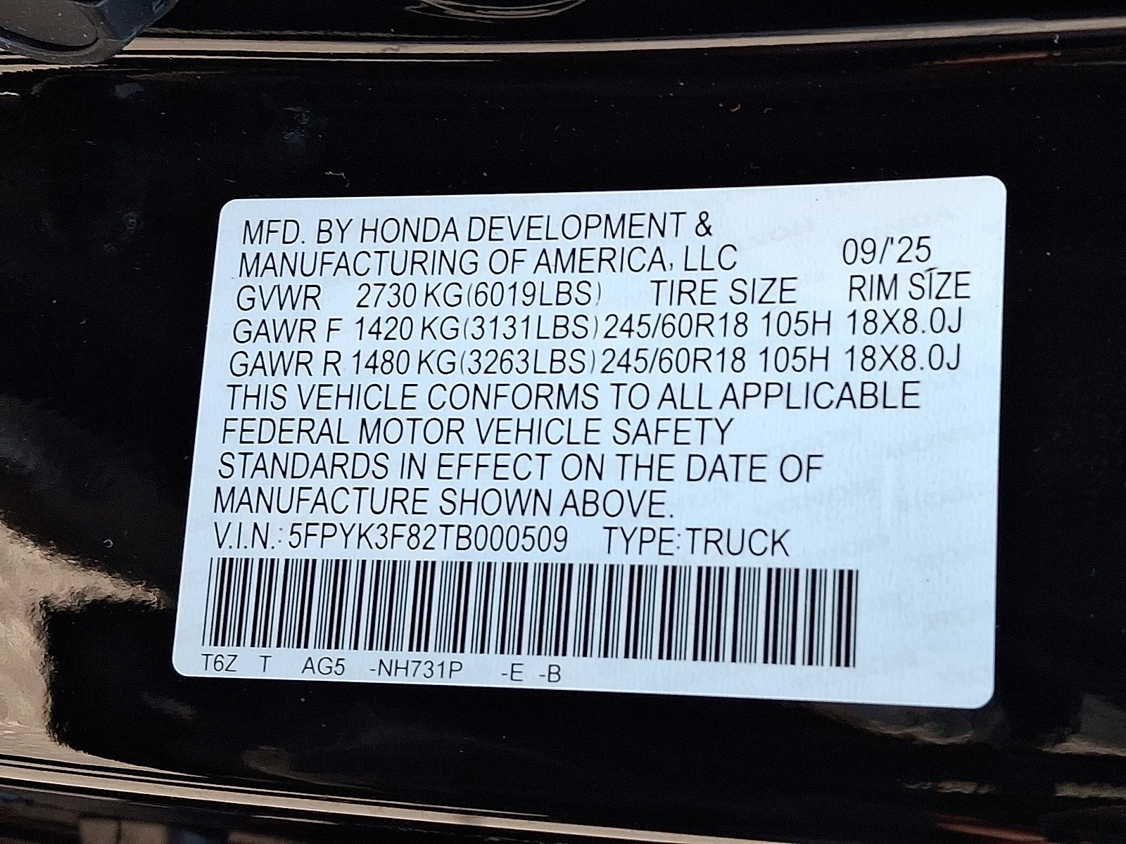 New 2026 Honda Ridgeline Black Edition image 10