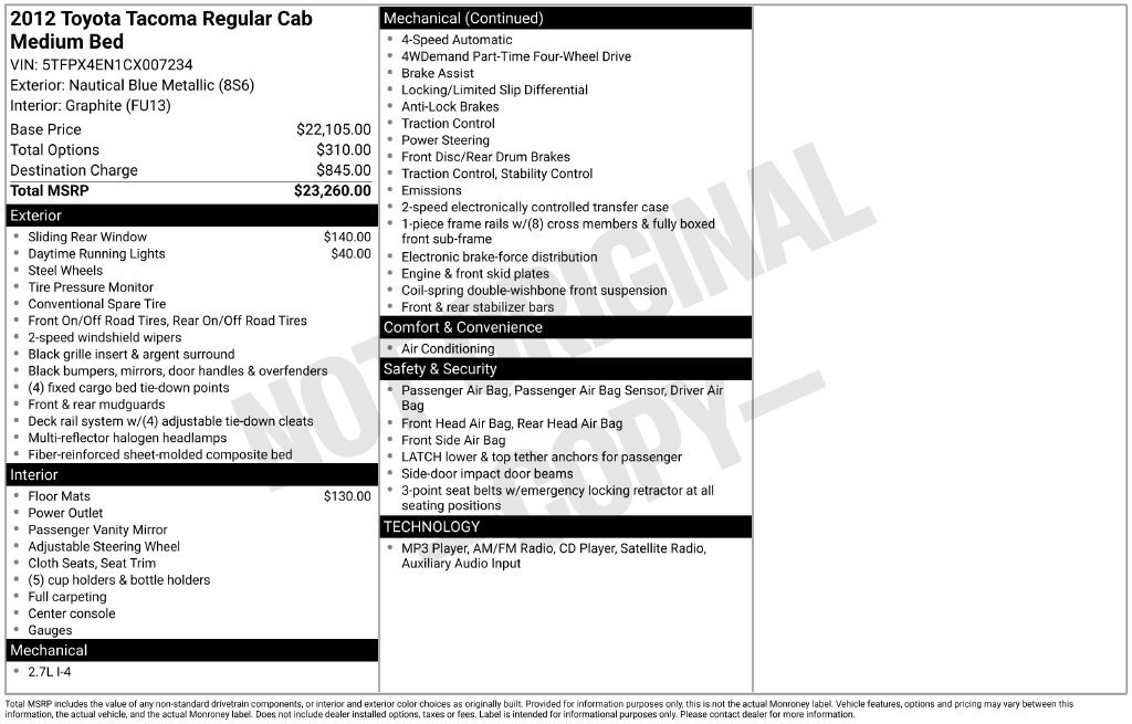 Used 2012 Toyota Tacoma 4x4 Regular Cab image 18