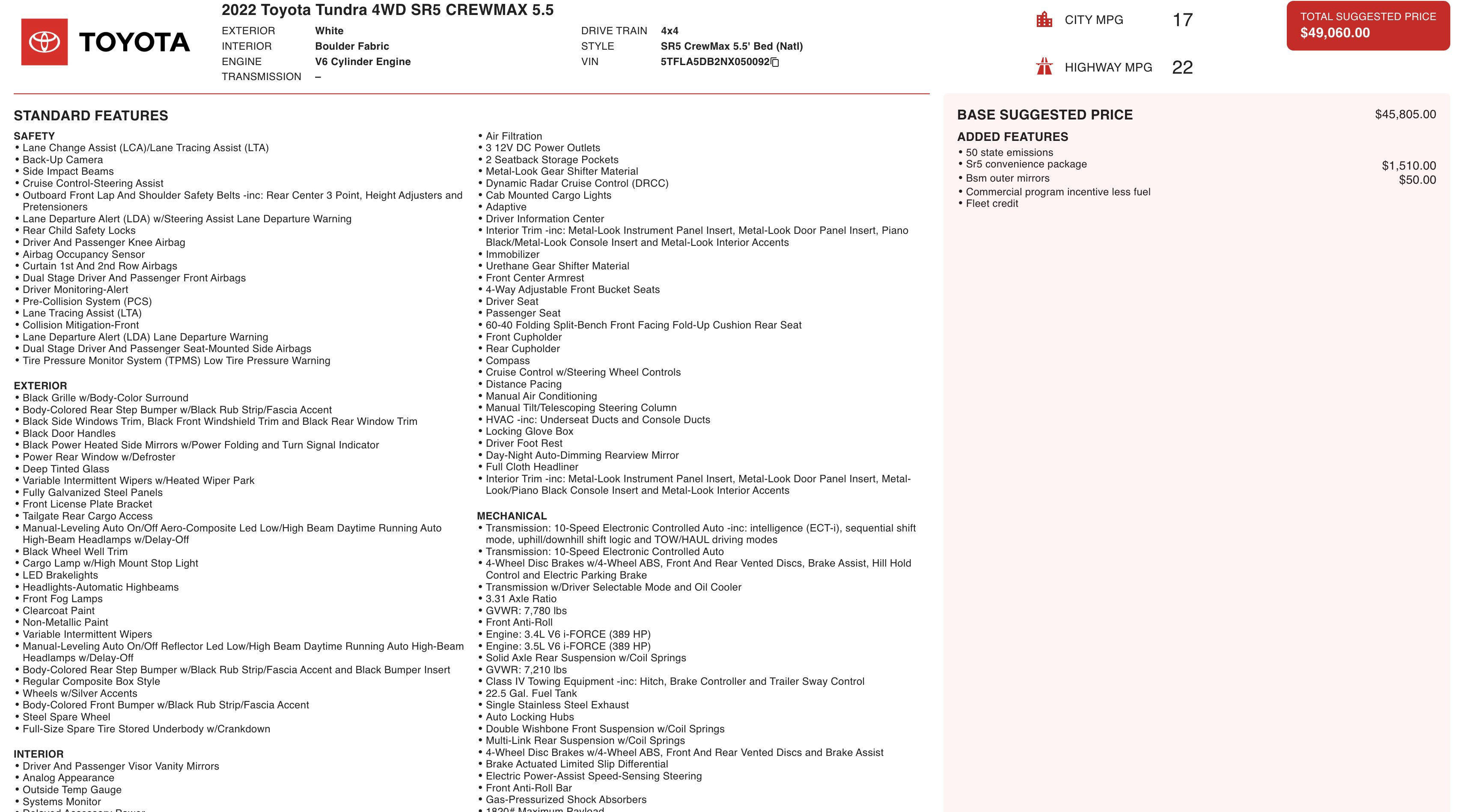 Used 2022 Toyota Tundra SR5 w/ SR5 Convenience Package image 7