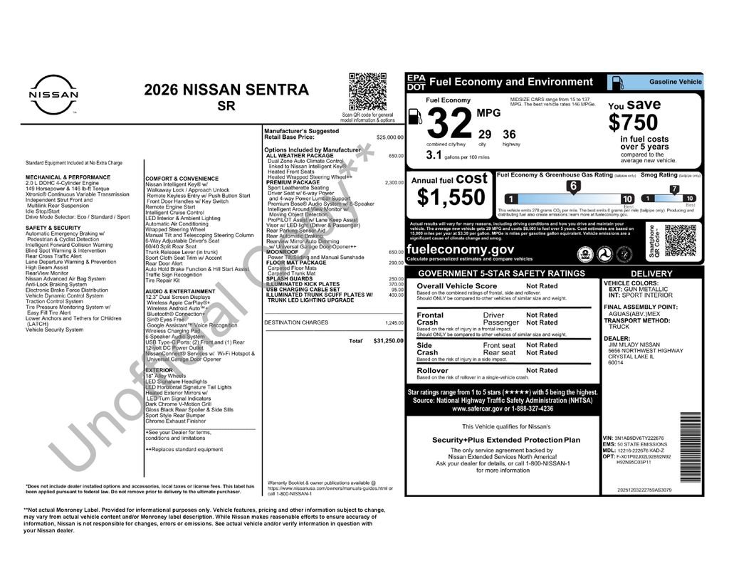 New 2026 Nissan Sentra SR w/ SR Premium Package image 11