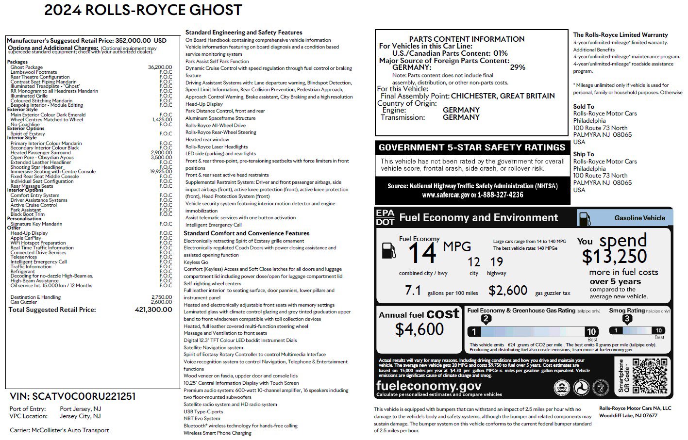 Used 2024 Rolls-Royce Ghost w/ Ghost Package AWD/4WD image 34