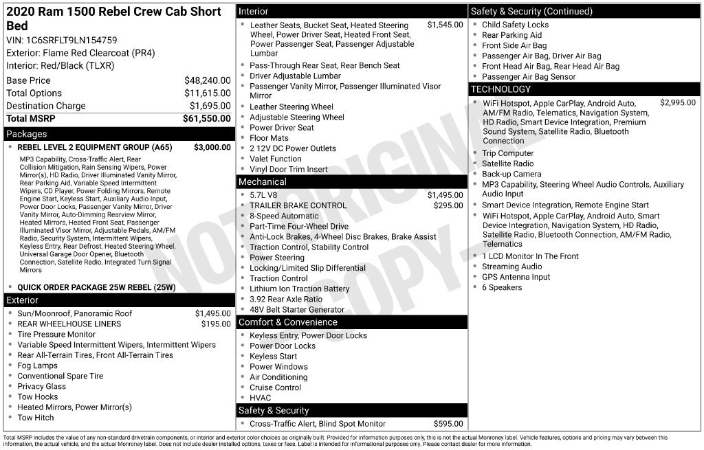 Used 2020 RAM 1500 Rebel w/ Rebel Level 2 Equipment Group AWD/4WD image 9