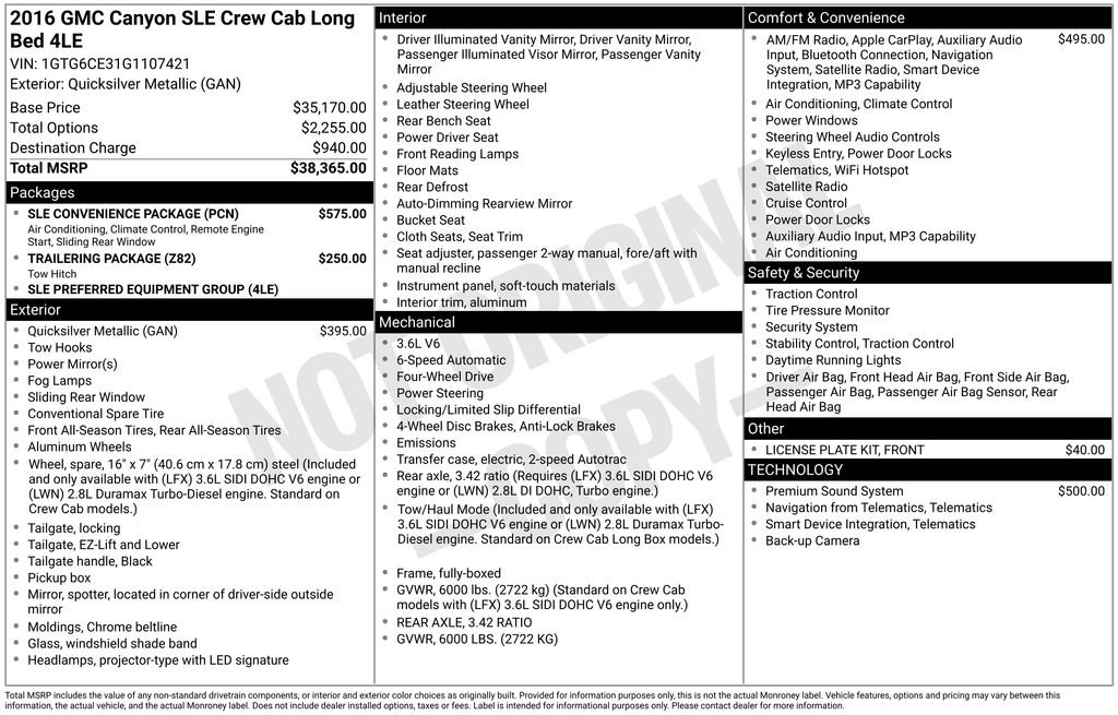 Used 2016 GMC Canyon SLE w/ SLE Convenience Package AWD/4WD image 12