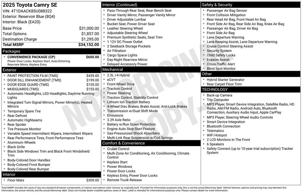 Used 2025 Toyota Camry SE w/ Convenience Package FWD image 42