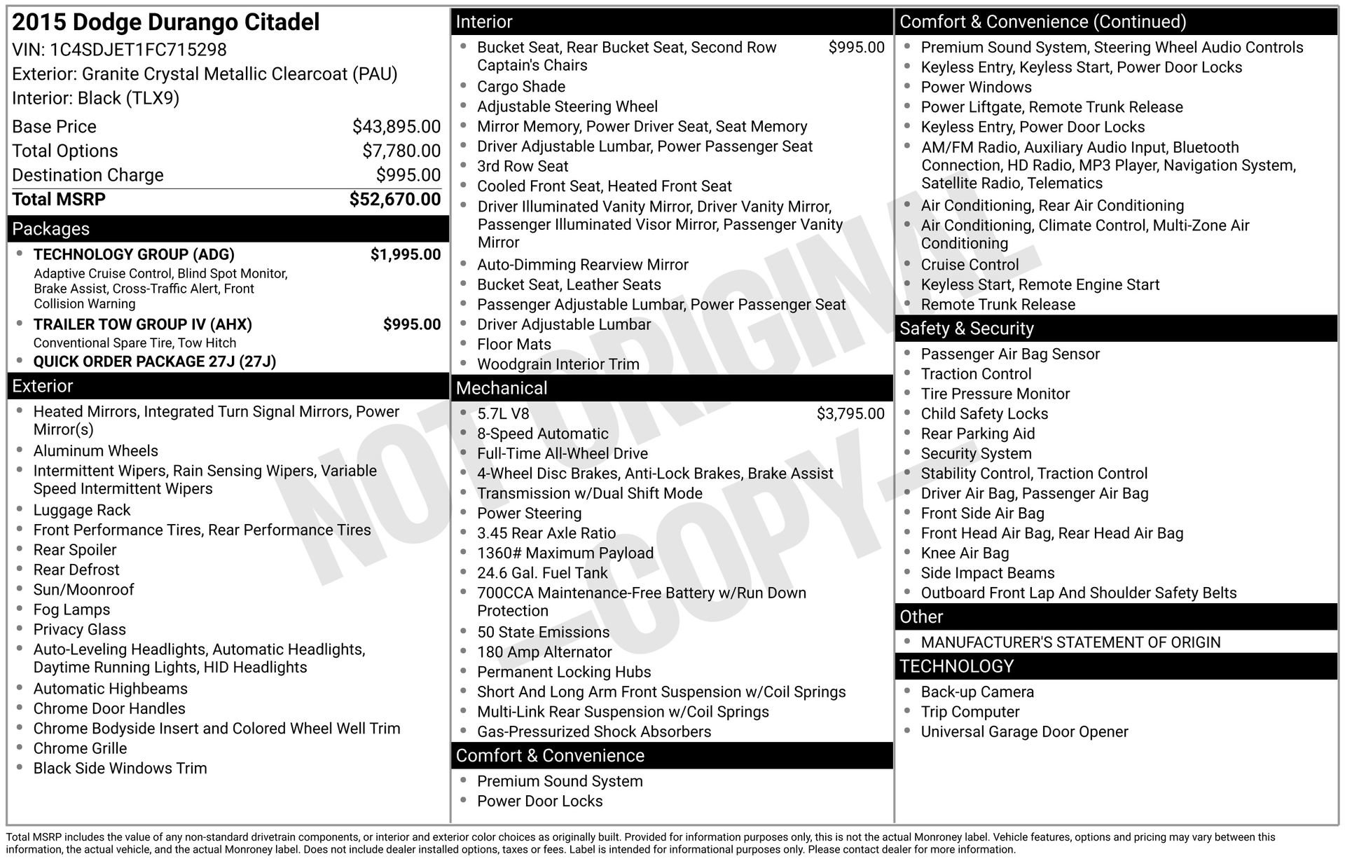 Used 2015 Dodge Durango Citadel w/ Technology Group image 3