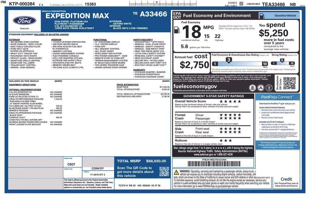 New 2026 Ford Expedition Max Platinum w/ Stealth Performance Package AWD/4WD image 5