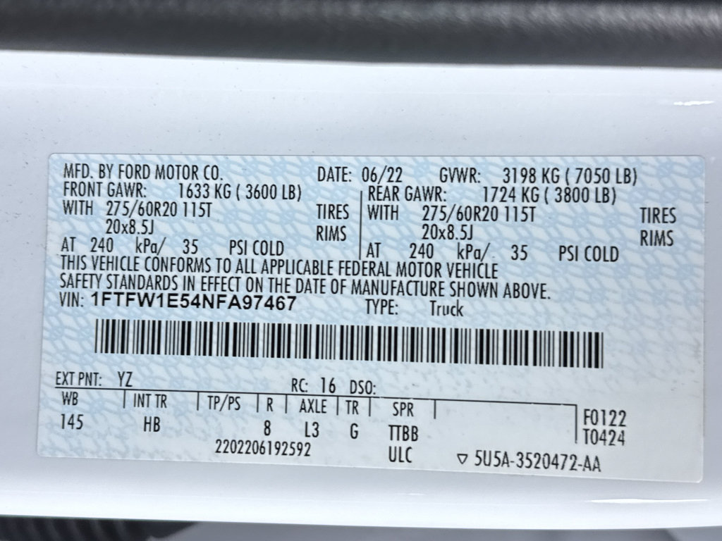 Used 2022 Ford F150 Lariat w/ Equipment Group 502A High AWD/4WD image 34