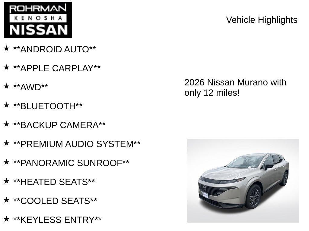 New 2026 Nissan Murano SL w/ Comfort Package AWD/4WD image 8