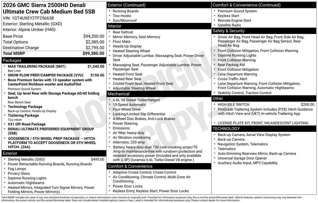New 2026 GMC Sierra 2500 Denali Ultimate w/ Max Trailering Package AWD/4WD image 2