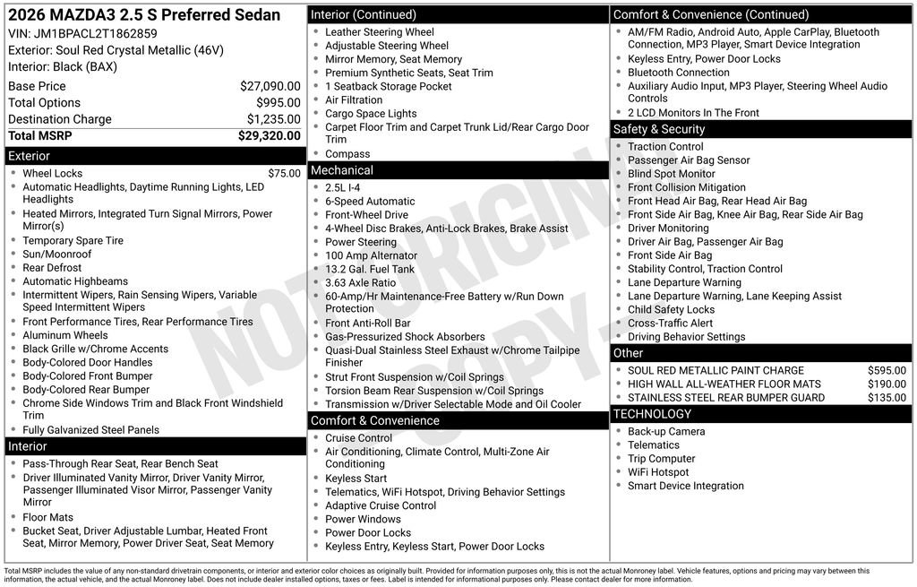 New 2026 MAZDA MAZDA3 2.5 S Sedan w/ Preferred Pkg image 34