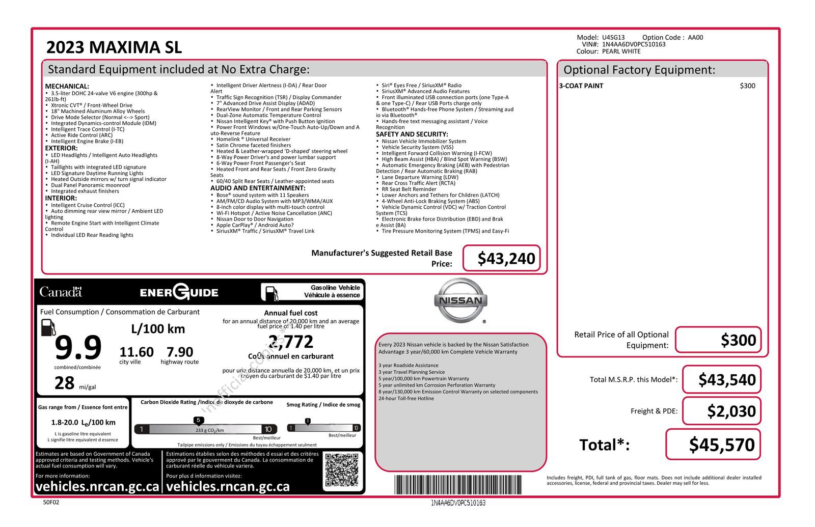 Used 2023 Nissan Maxima SL FWD image 48