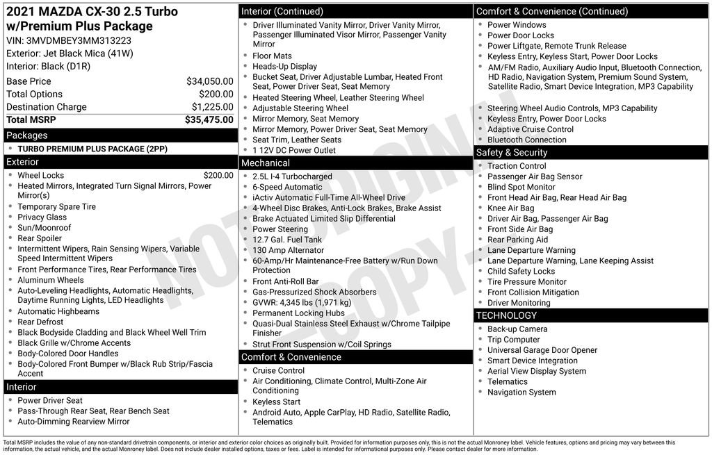 Used 2021 MAZDA CX-30 2.5 Turbo w/ Premium Plus Pkg AWD/4WD image 34