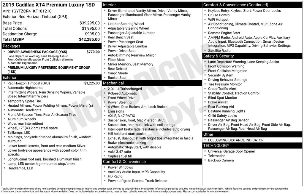 Used 2019 Cadillac XT4 Premium Luxury w/ Driver Awareness Package image 5