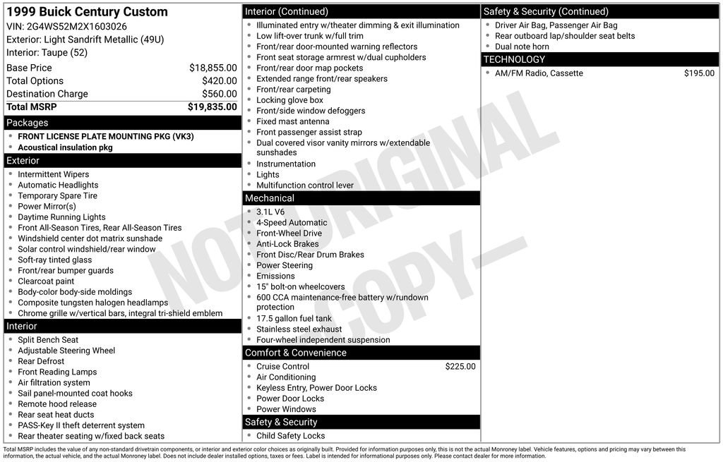 Used 1999 Buick Century Custom image 3