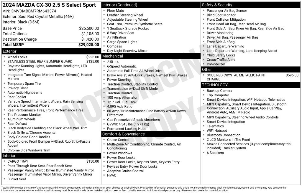 Used 2024 MAZDA CX-30 AWD 2.5 S w/ Select Sport Pkg image 39