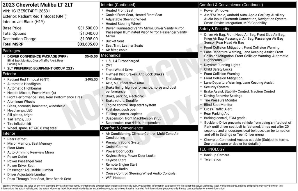 Used 2023 Chevrolet Malibu LT w/ Driver Confidence Package FWD image 4