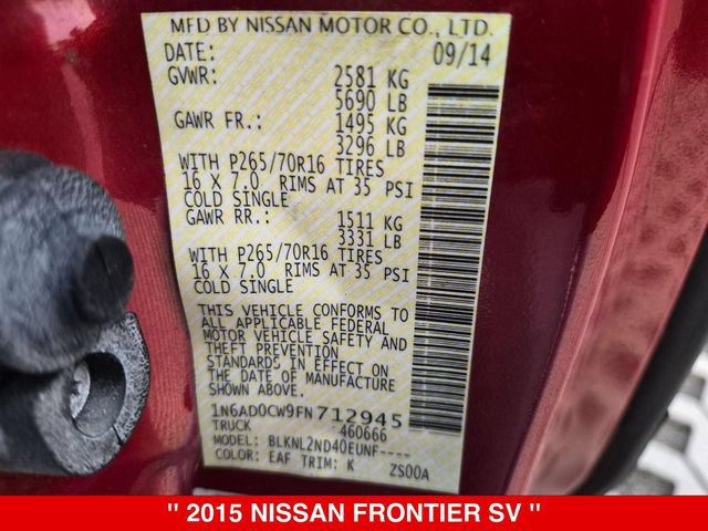 Used 2015 Nissan Frontier SV w/ SV Value Truck Package AWD/4WD image 37