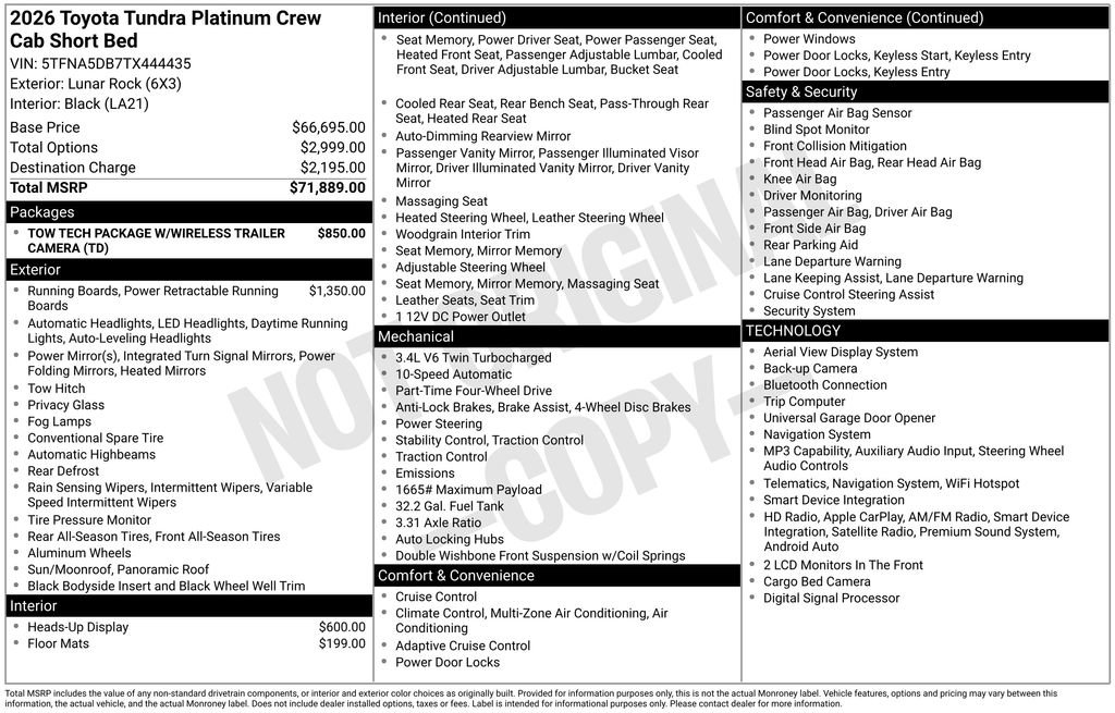 New 2026 Toyota Tundra Platinum AWD/4WD image 22