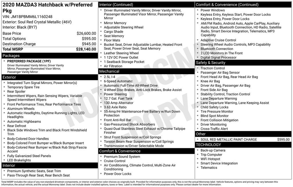 Used 2020 MAZDA MAZDA3 AWD Hatchback w/ Preferred Pkg image 7