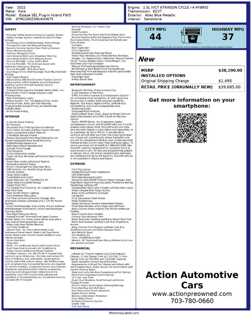 Used 2022 Ford Escape SEL w/ Technology Package image 2