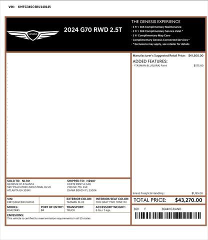 Used 2024 Genesis G70 2.5T image 4