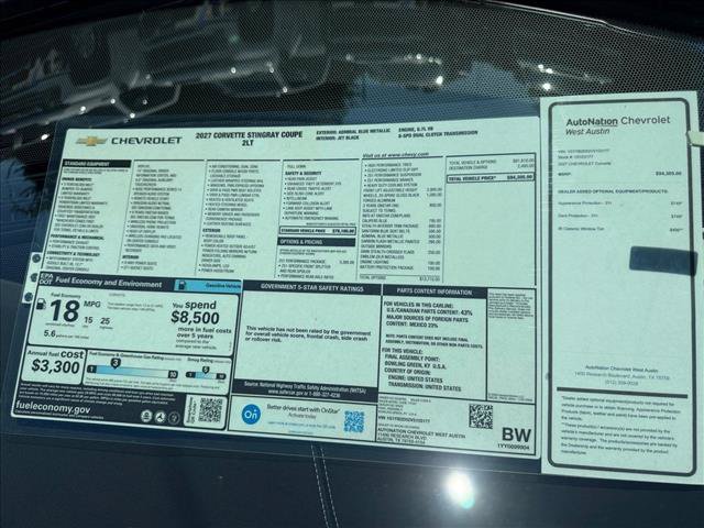 New 2027 Chevrolet Corvette Stingray Coupe w/ Z51 Performance Package RWD image 19