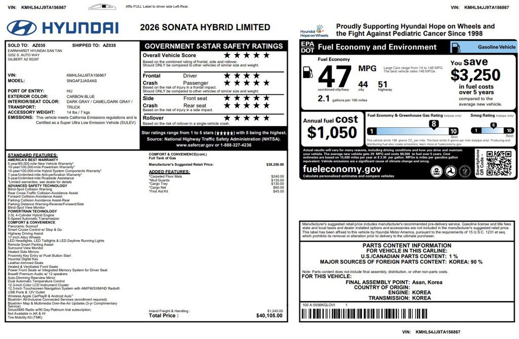 Used 2026 Hyundai Sonata Limited FWD image 6