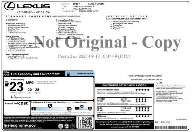 Certified 2025 Lexus IS 350 F Sport RWD image 3