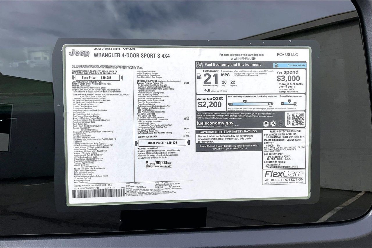 New 2027 Jeep Wrangler Unlimited Sport AWD/4WD image 34