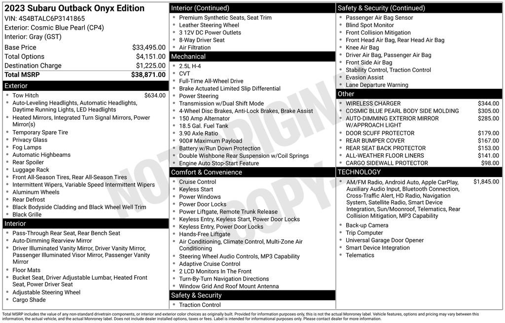 Certified 2023 Subaru Outback Onyx Edition image 7