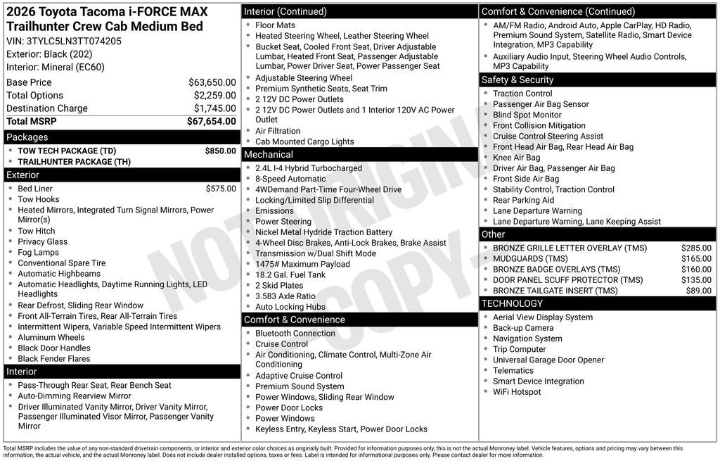 New 2026 Toyota Tacoma 4x4 Double Cab Hybrid w/ Tow Tech Package image 7