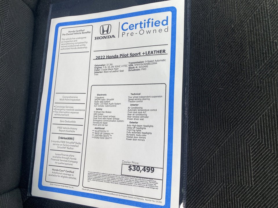 Used 2022 Honda Pilot Sport image 37