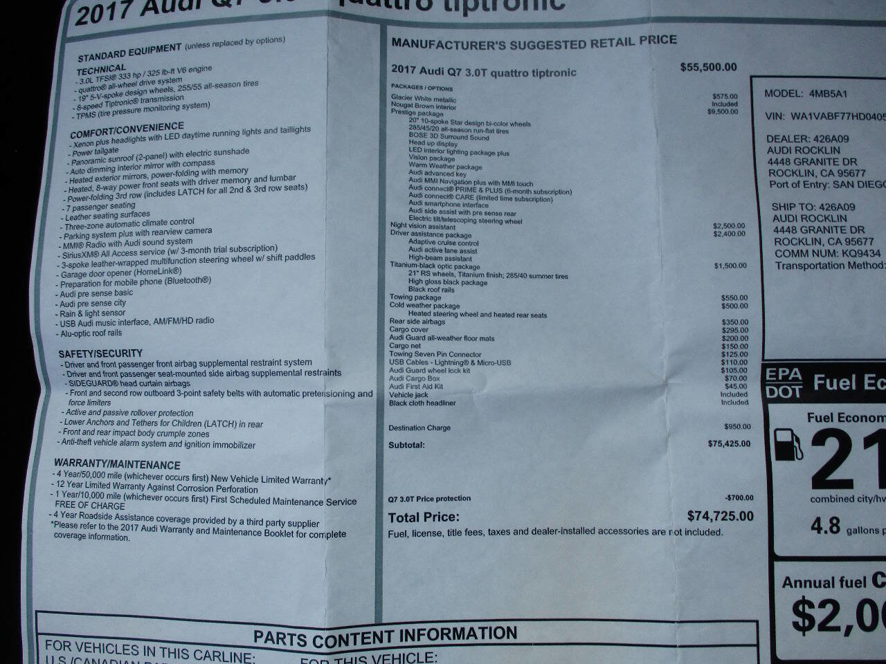 Used 2017 Audi Q7 3.0T Prestige w/ Prestige Package image 54