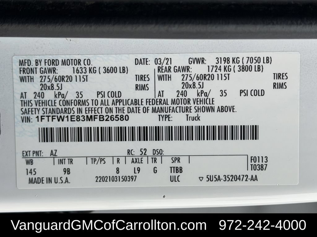 Used 2021 Ford F150 Platinum w/ Equipment Group 701A High AWD/4WD image 38