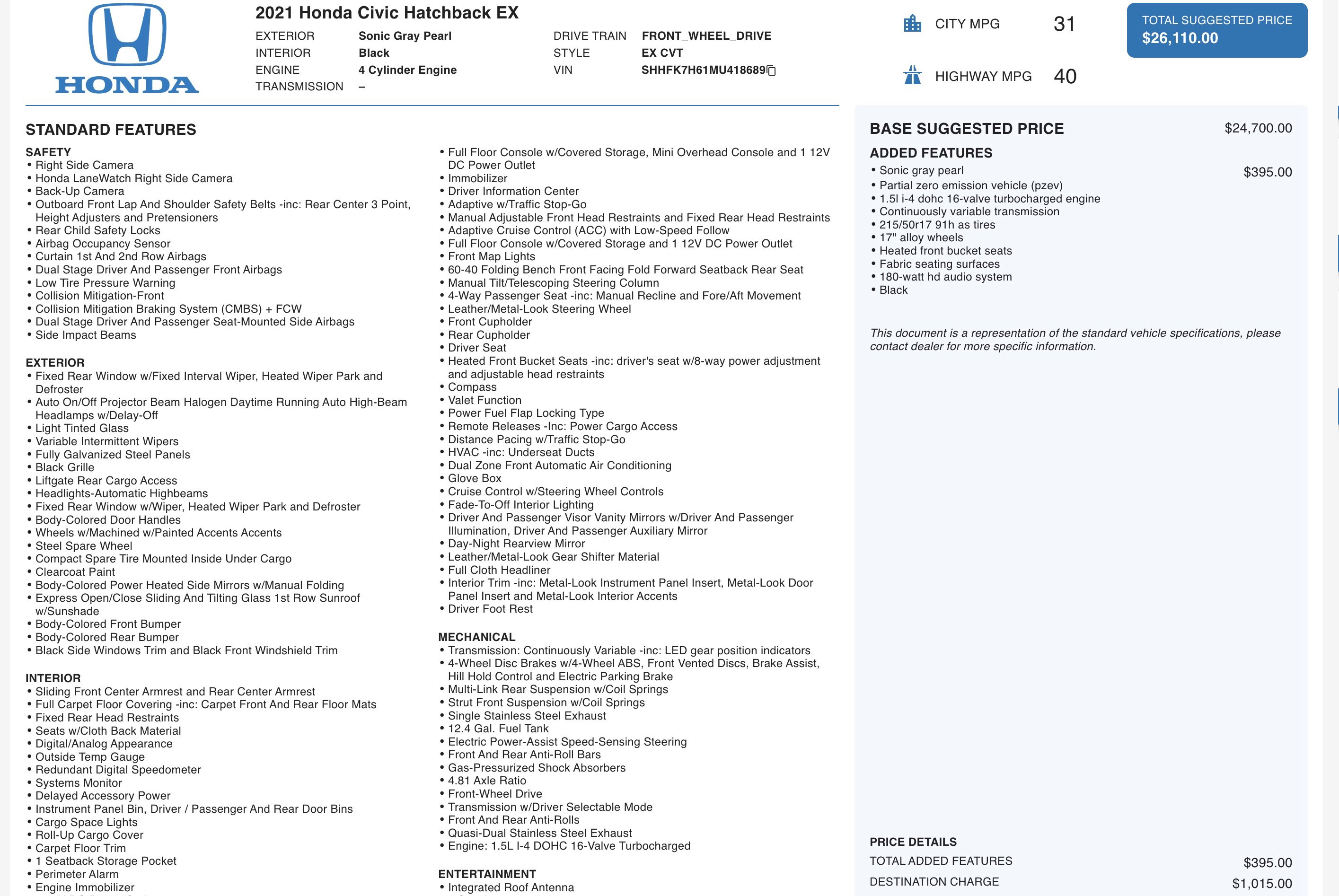 Used 2021 Honda Civic EX image 5