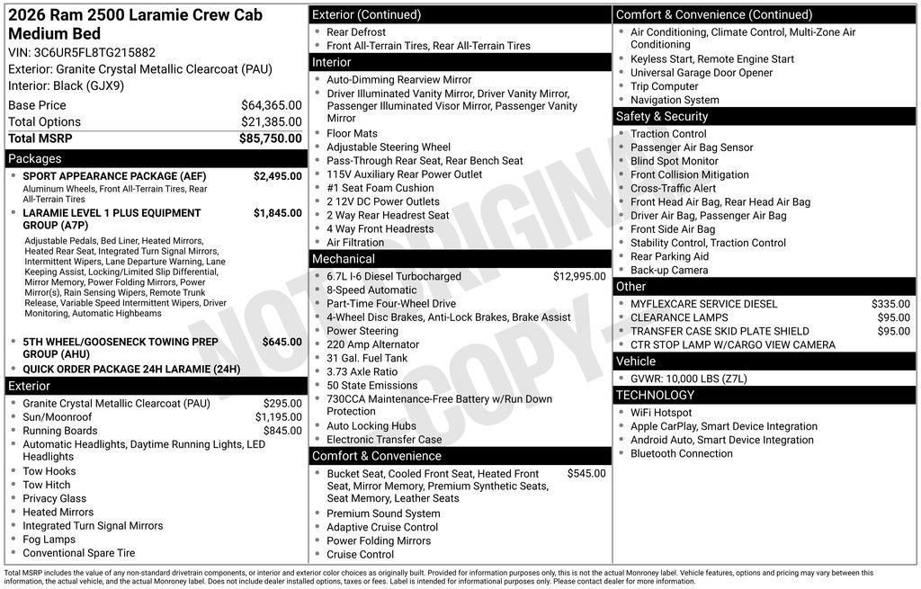 New 2026 RAM 2500 Laramie w/ Sport Appearance Package image 2