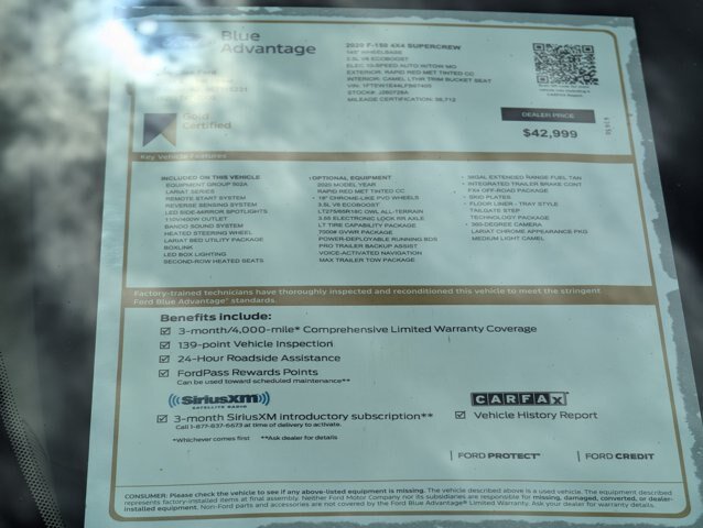 Certified 2020 Ford F150 Lariat w/ Equipment Group 502A Luxury AWD/4WD image 15