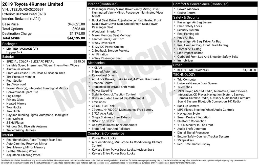 Used 2019 Toyota 4Runner Limited RWD image 42