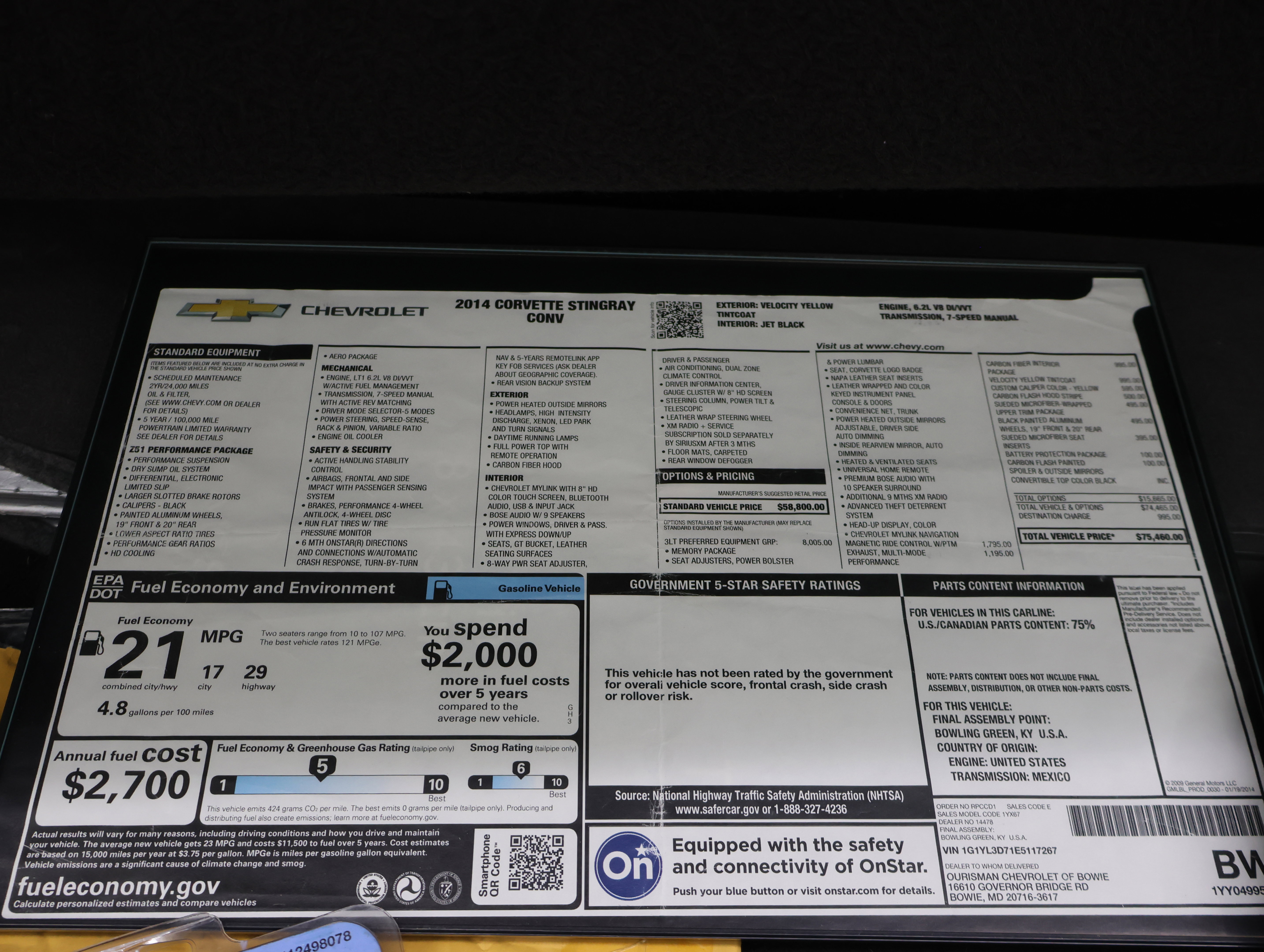 Used 2014 Chevrolet Corvette Stingray Convertible w/ 3LT Preferred Equipment Group RWD image 26