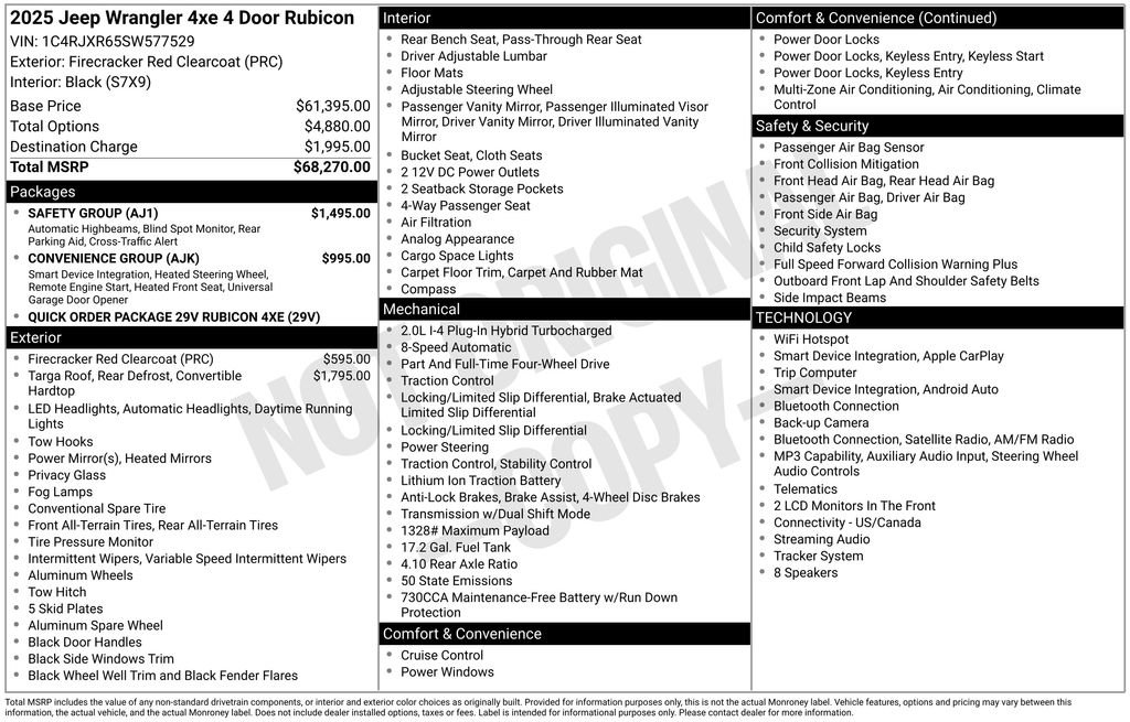 Used 2025 Jeep Wrangler Unlimited Rubicon 4xe w/ Safety Group AWD/4WD image 4