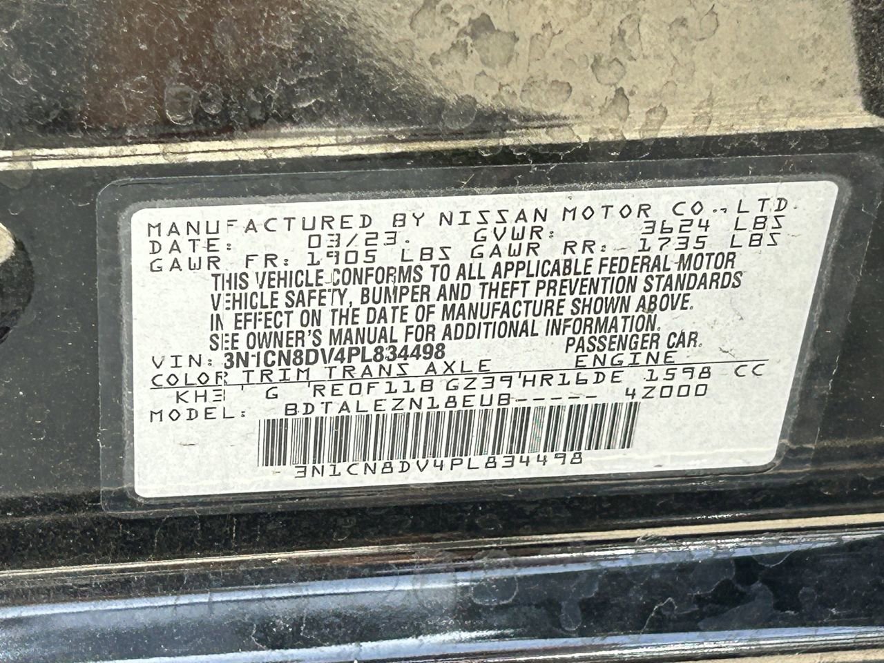 Certified 2023 Nissan Versa S w/ Trunk Package image 13