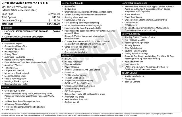 Used 2020 Chevrolet Traverse LS image 35