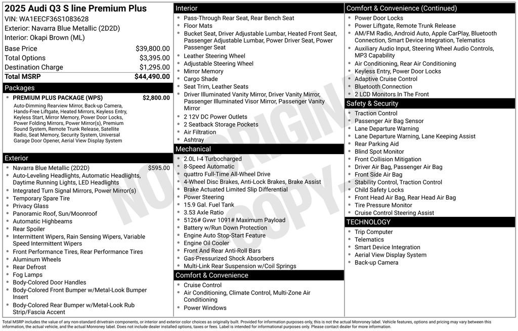 Certified 2025 Audi Q3 2.0T Premium Plus w/ Premium Plus Package AWD/4WD image 3