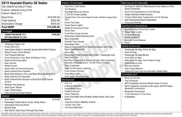Used 2019 Hyundai Elantra SE w/ Cargo Package FWD image 15