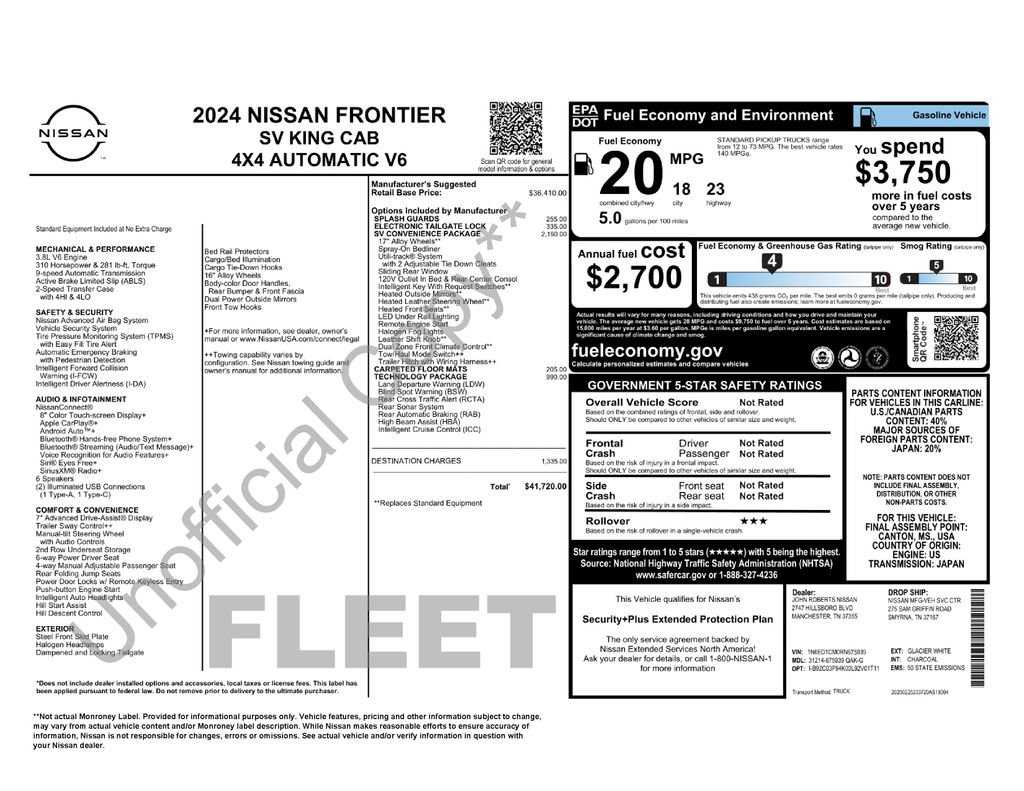 Used 2024 Nissan Frontier SV w/ SV Convenience Package AWD/4WD image 14
