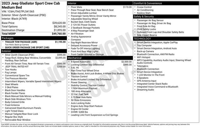 Used 2023 Jeep Gladiator Sport w/ Trailer Tow Package AWD/4WD image 19